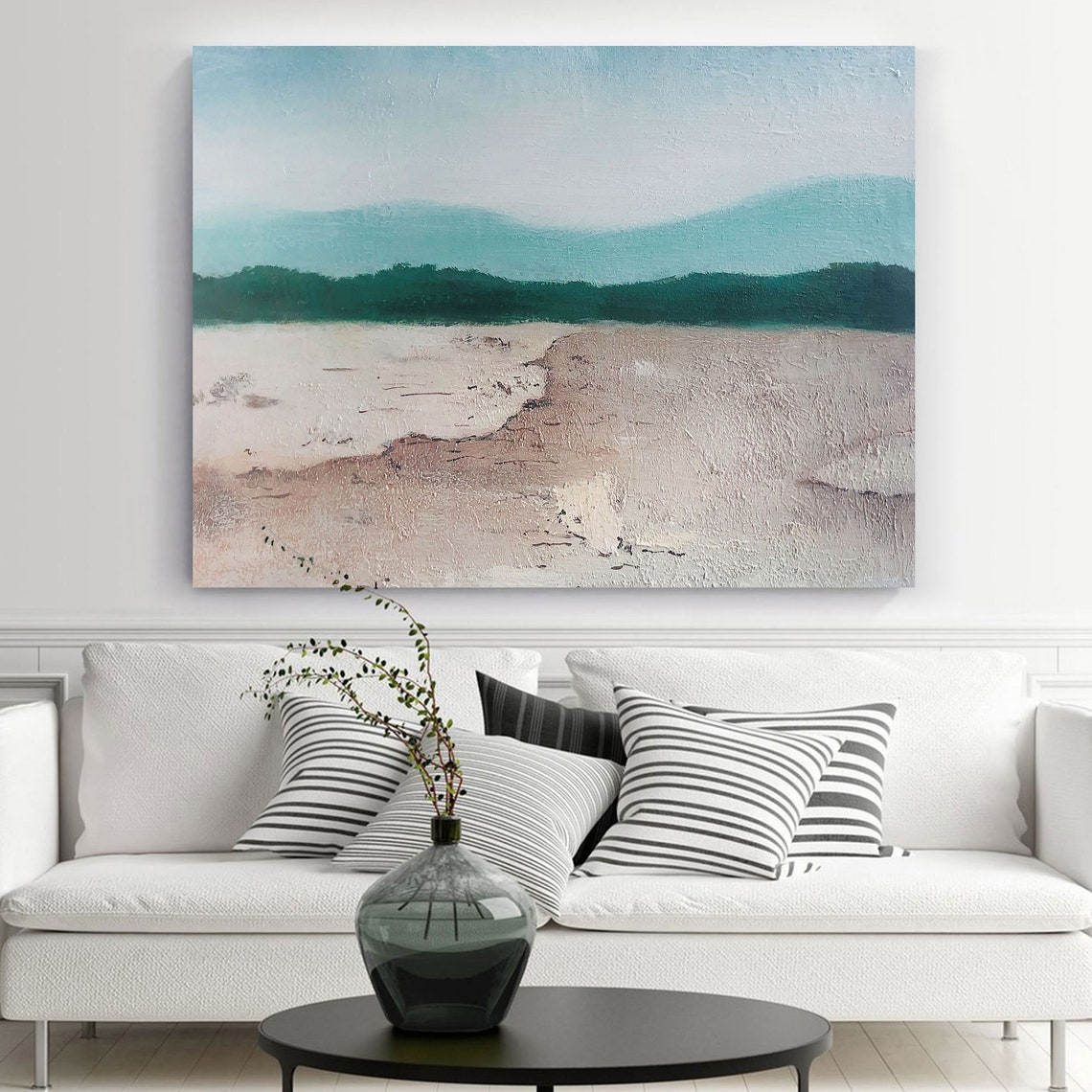 Large ocean painting coastal wall art blue seascape painting | Etsy