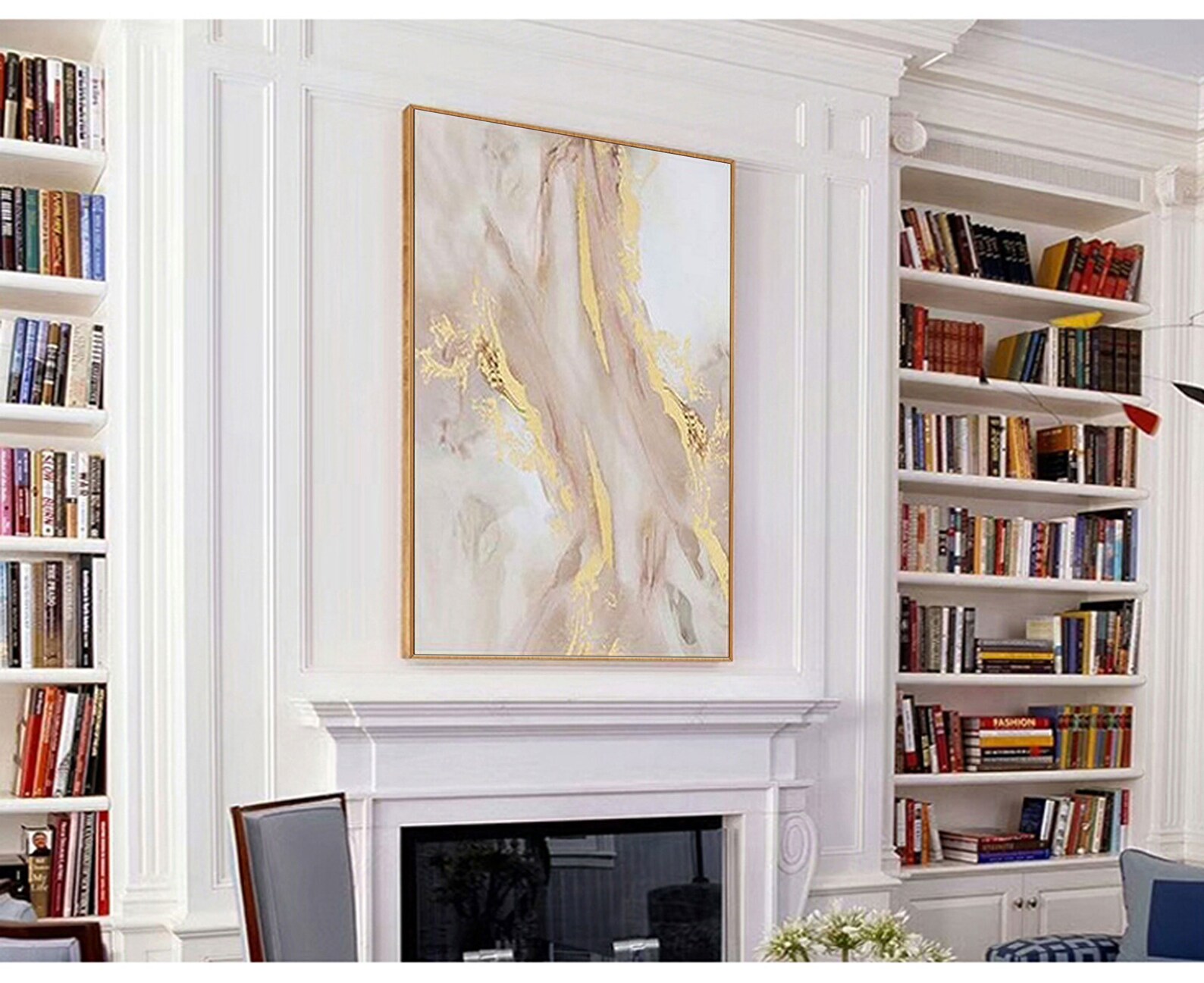 Large Pink and Gold Wall Art Blush and Gold Wall Decor Gold Etsy