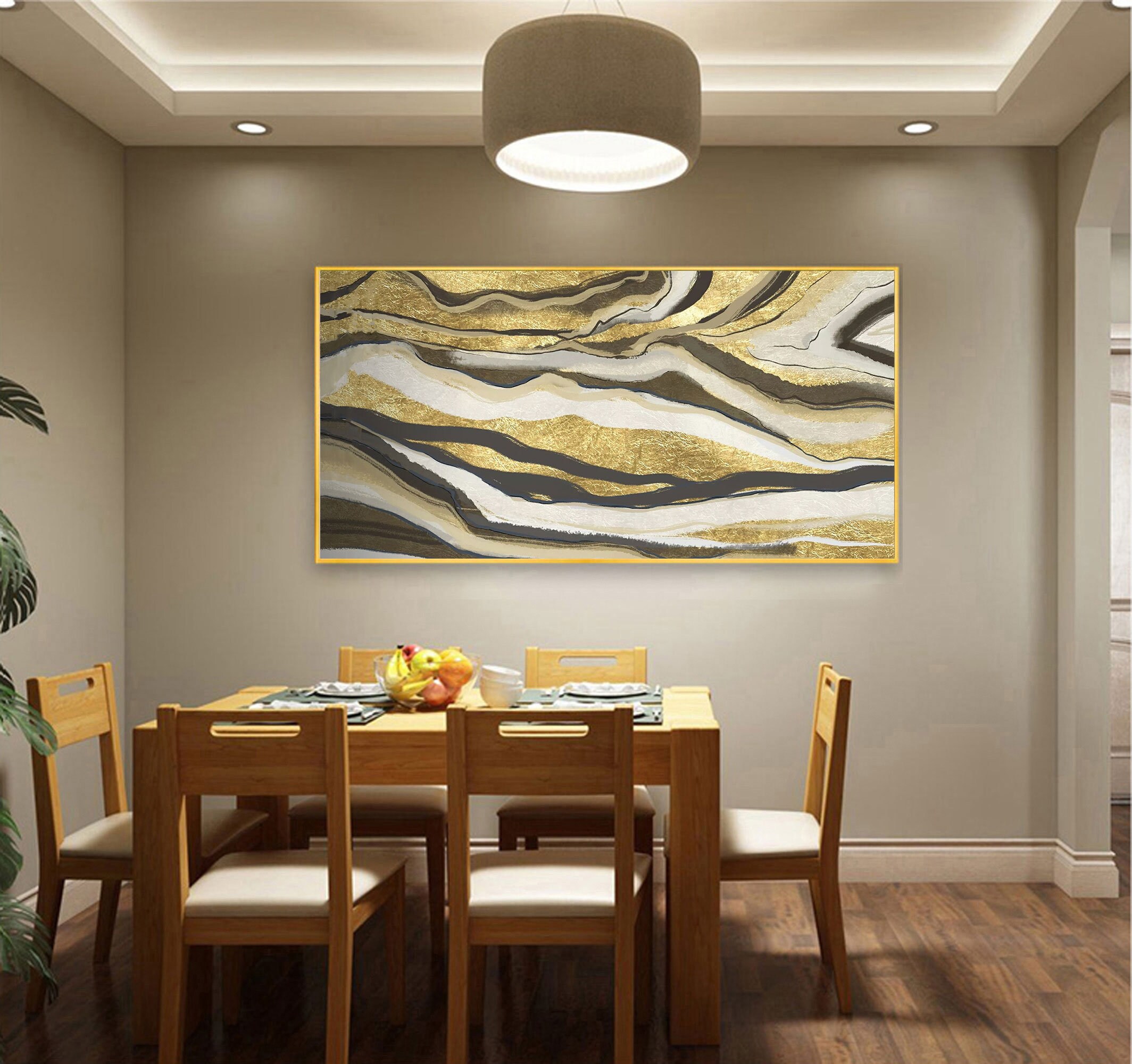 Large gold wall painting grey wall painting large wall art Etsy