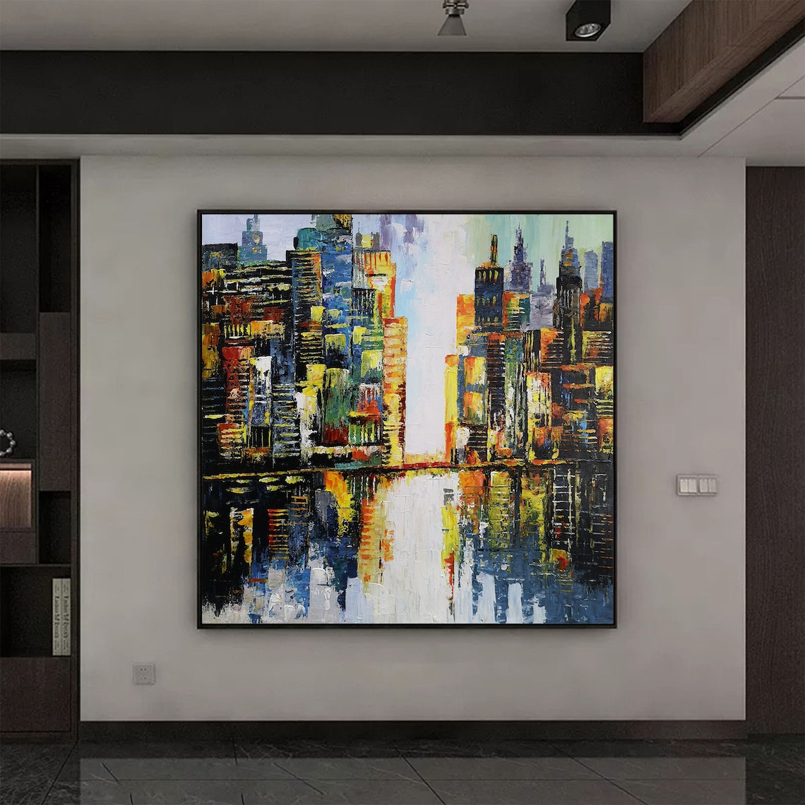 Large City abstract painting night City painting New York Etsy
