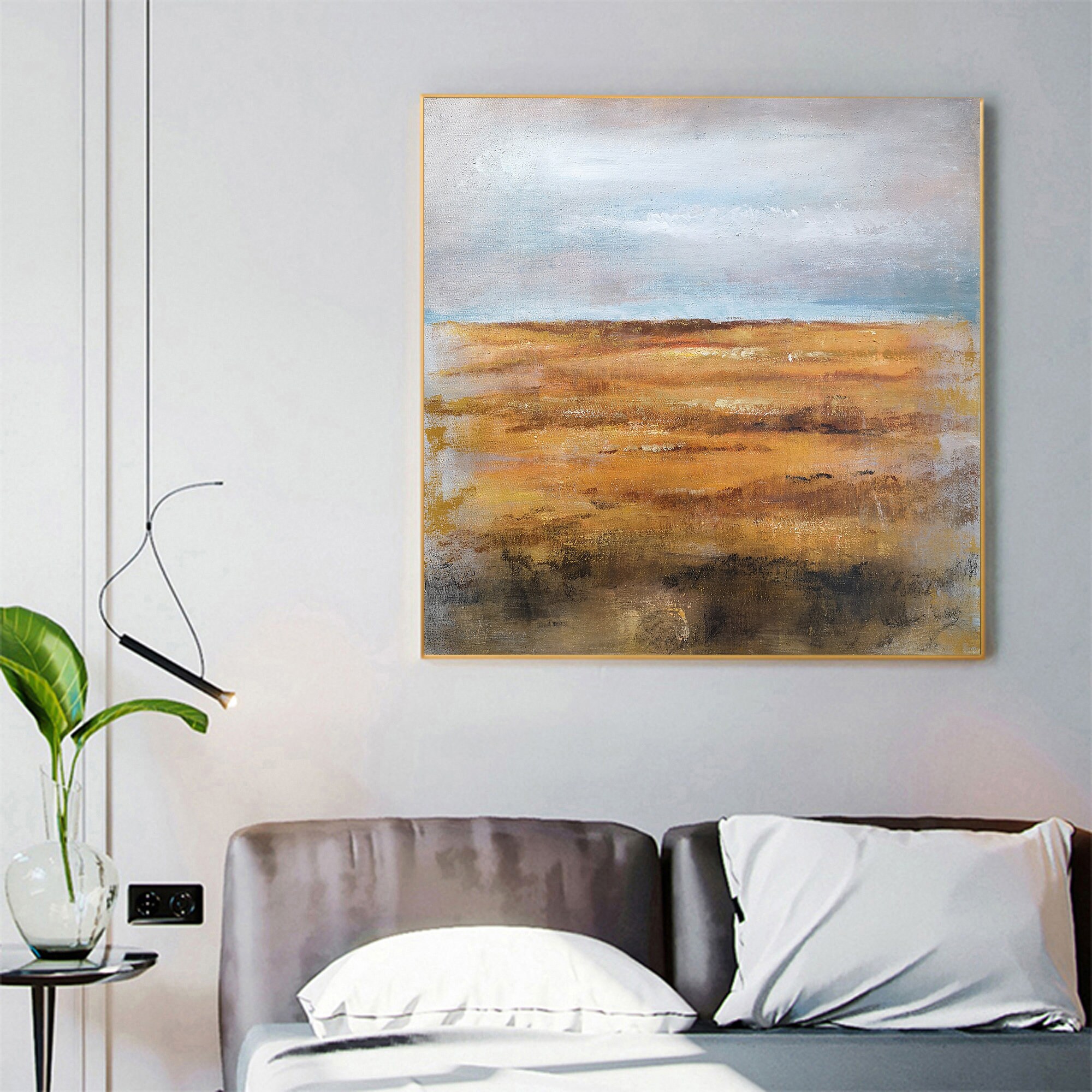 Large yellow painting abstract art canvas Impressionist Etsy