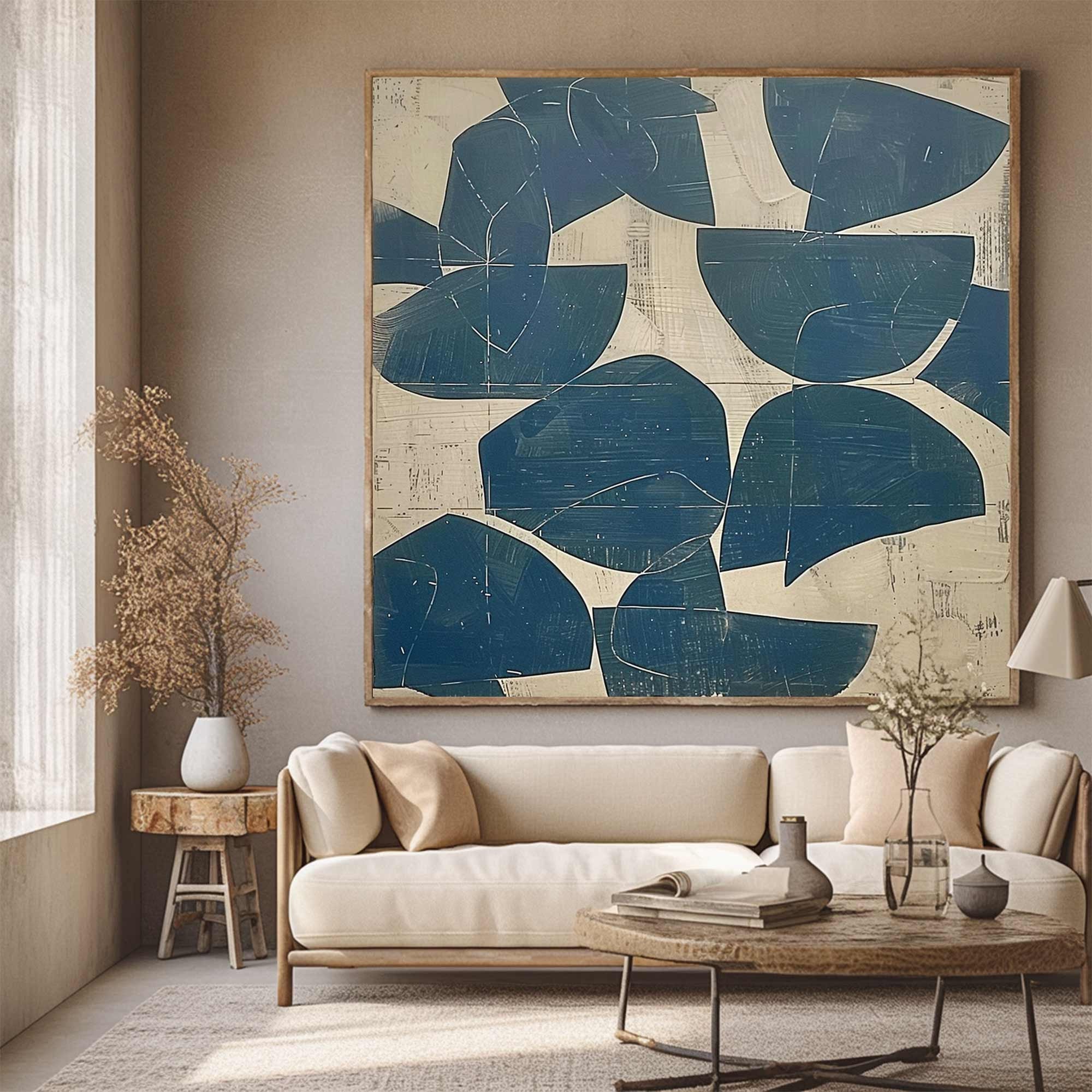 Blue Beige Abstract Painting: Textured Wabi Sabi Wall Art - Etsy