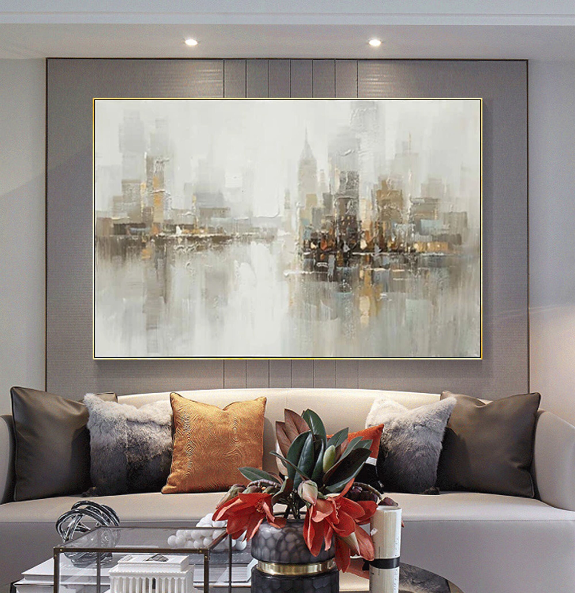 Large City Abstract Painting Art New York Painting Cityscape - Etsy