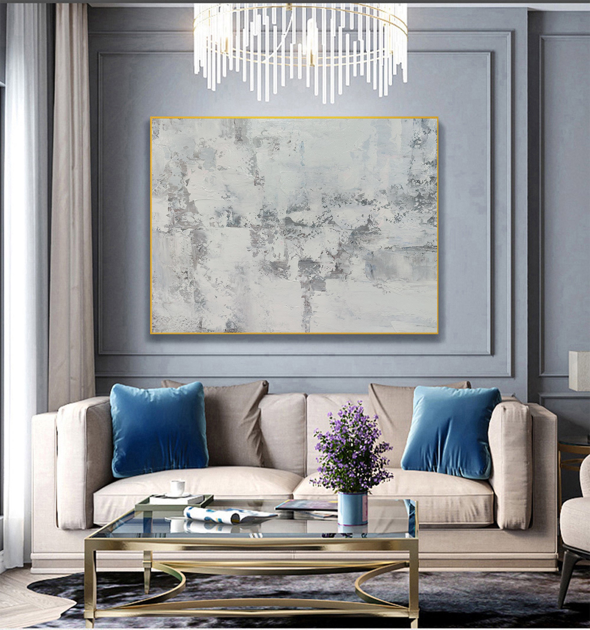 Large grey wall painting minimalist wall art minimalist Etsy