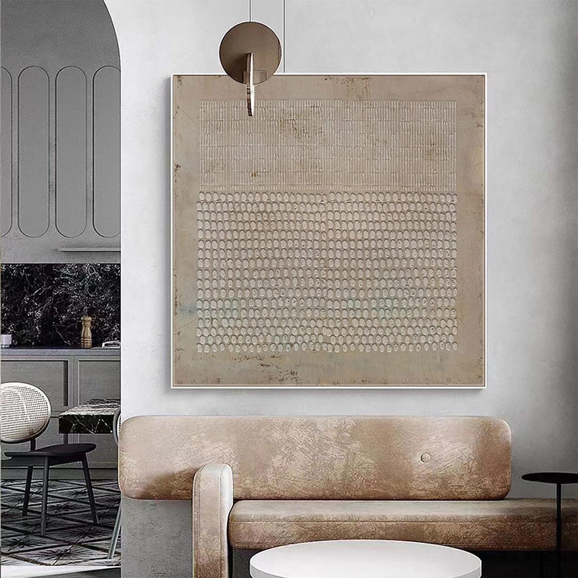 Brown Bohemian Painting： Textured 3D Canvas Abstract Decor Piece