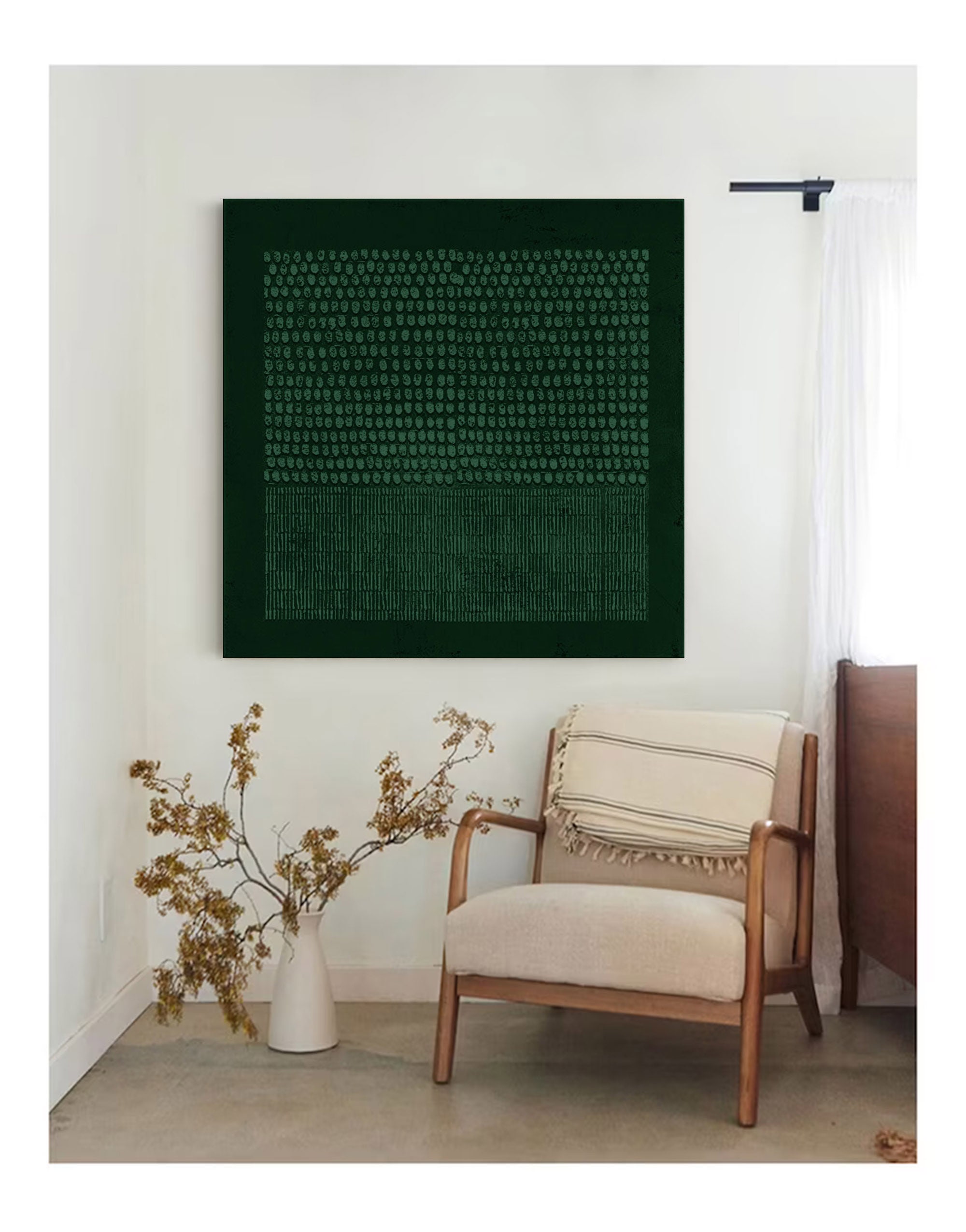 Large Green Wall Art 3d Texture Painting Green Minimalist Etsy