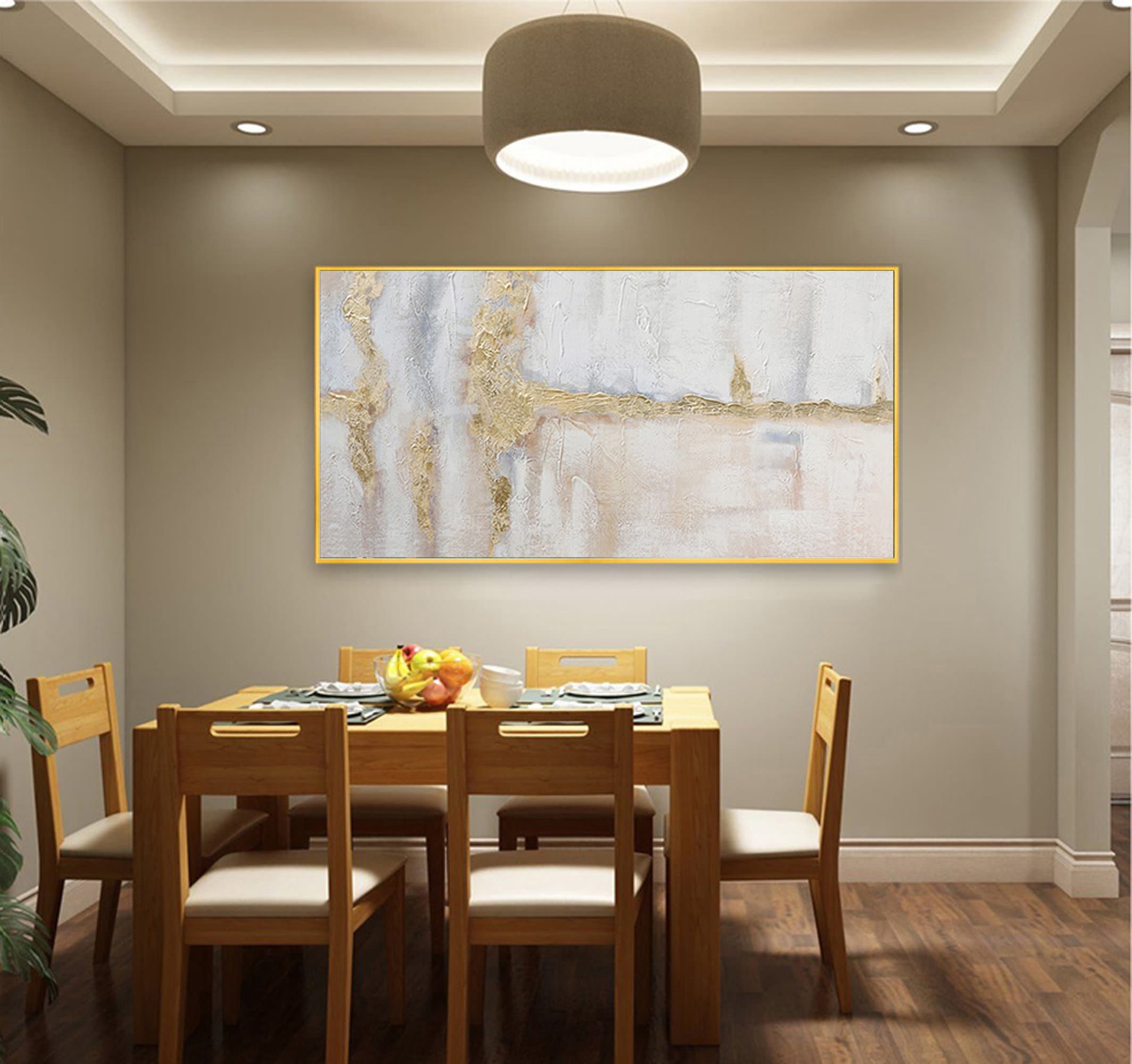 Large Gold Wall Painting on Canvas White Painting Gold Wall Etsy