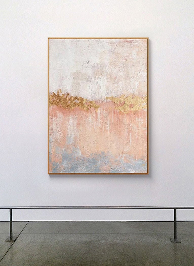 Large Pink and Gold Wall Art Blush and Gold Wall Painting Etsy
