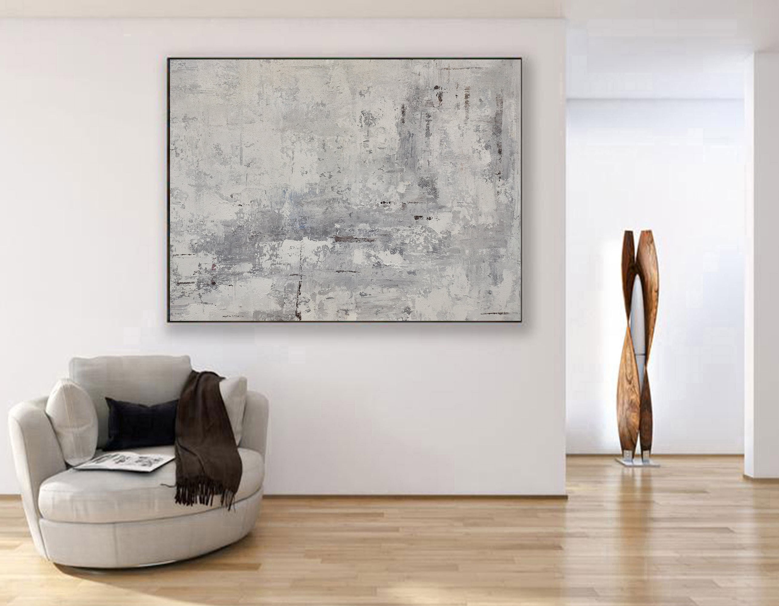 Minimalist Wall Art Minimalist Painting Large Wall Art Grey Etsy
