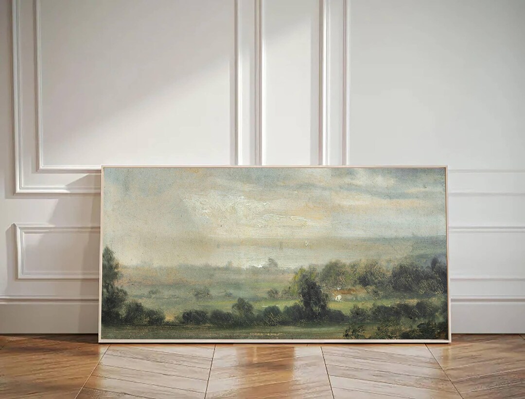 Abstract Countryside Landscape Painting: Rustic Green Hill Wall Art - Etsy