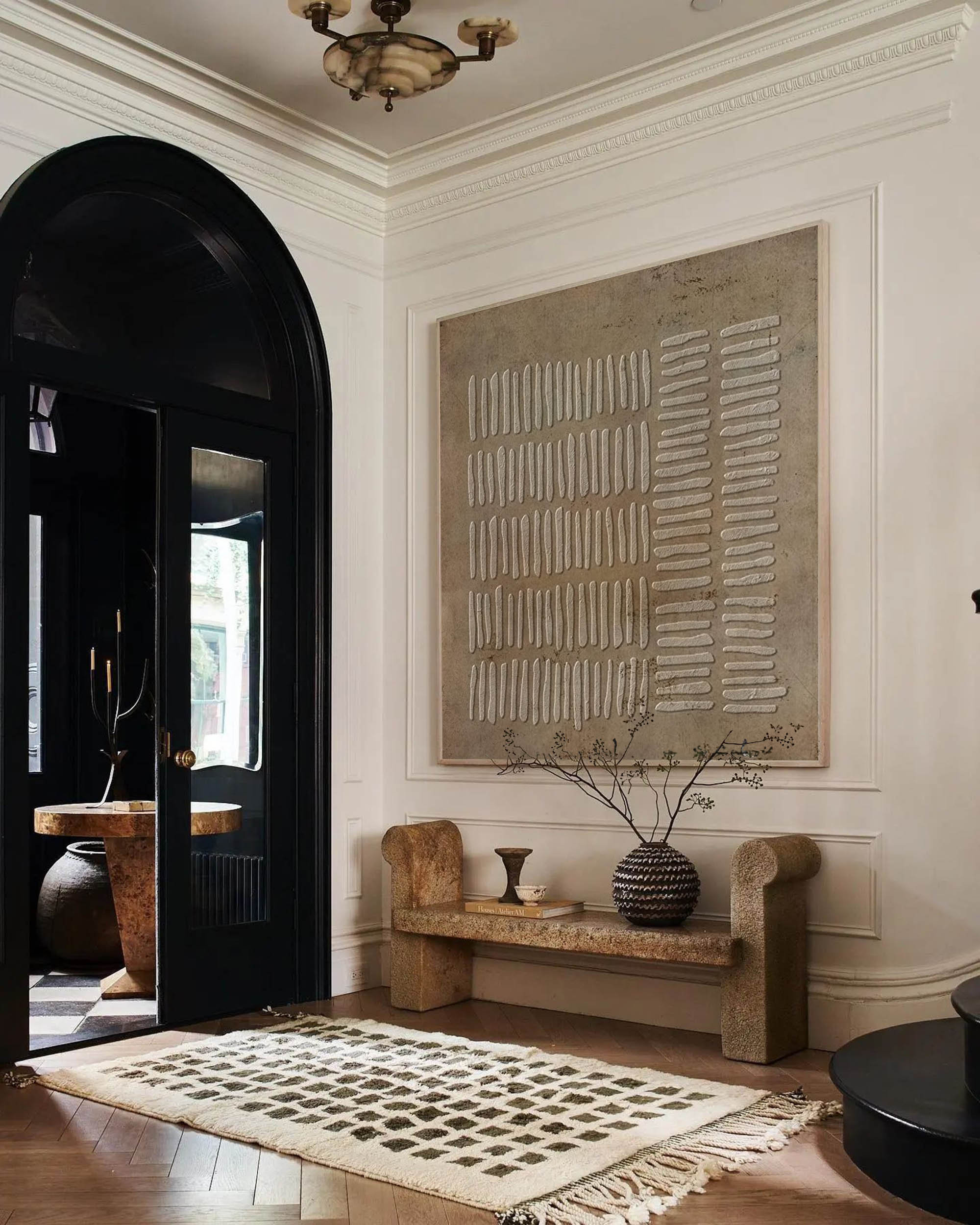 Wabi-Sabi Plaster Painting： Textured Brown Wall Art Design Piece