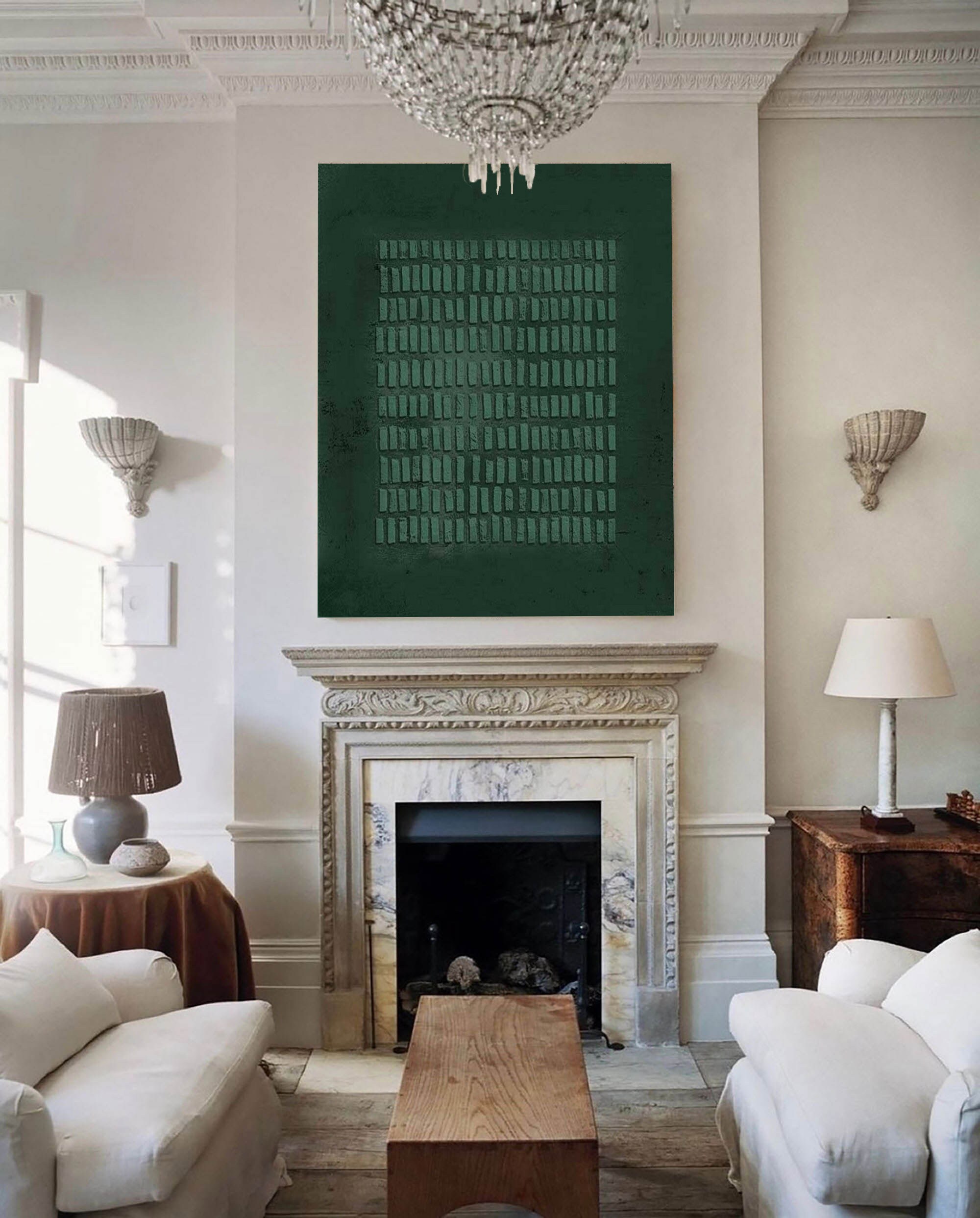 Large Green Wall Art Green Abstract Painting on Canvas Green Etsy