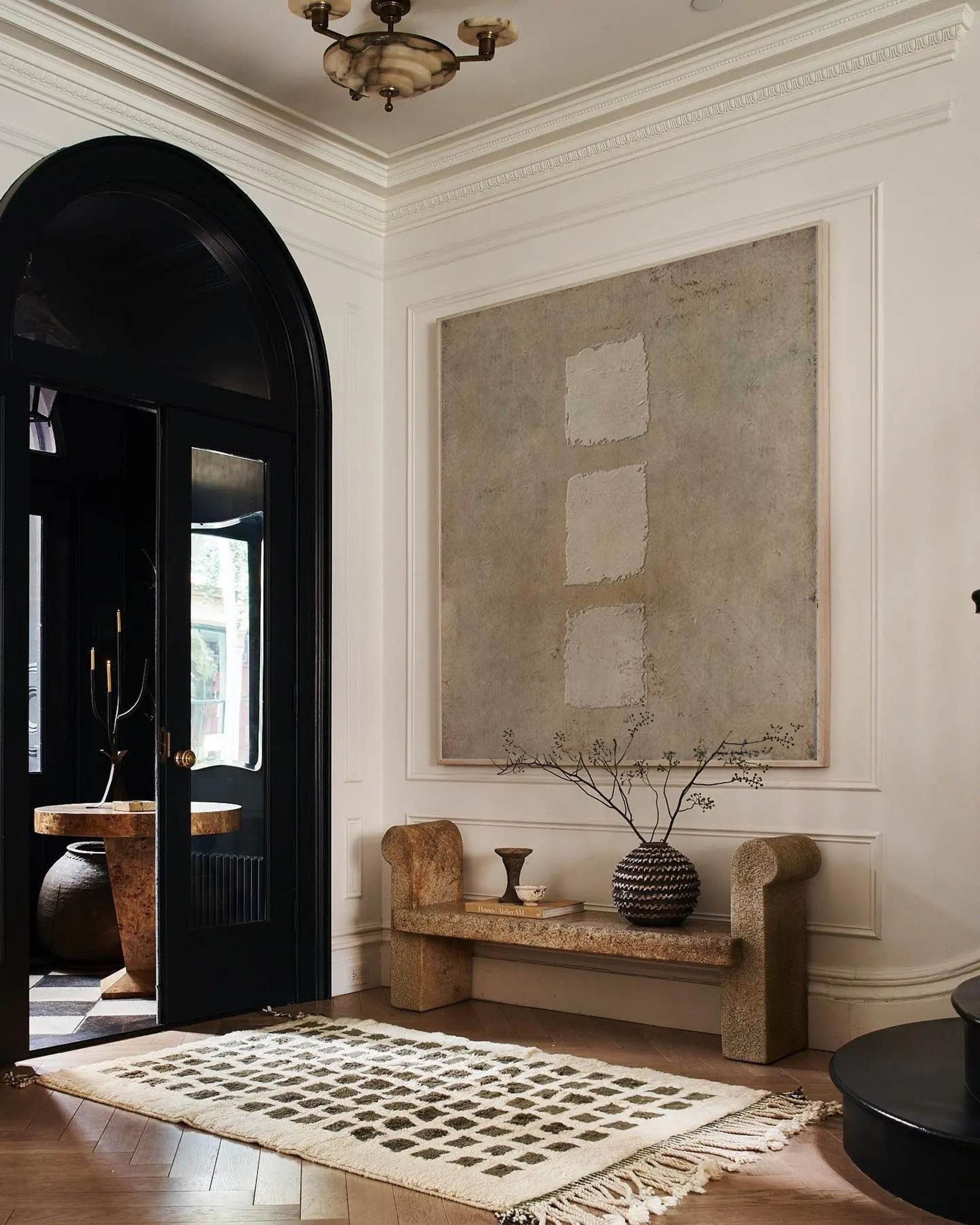 Brown Minimalist Painting： Square Wabi-Sabi Canvas Wall Art