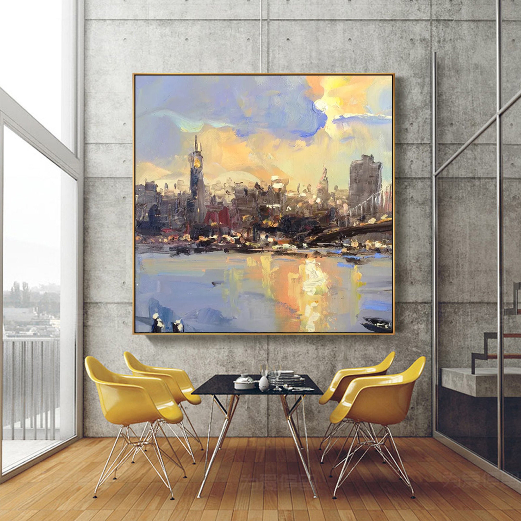 Large City abstract painting New York painting cityscape | Etsy