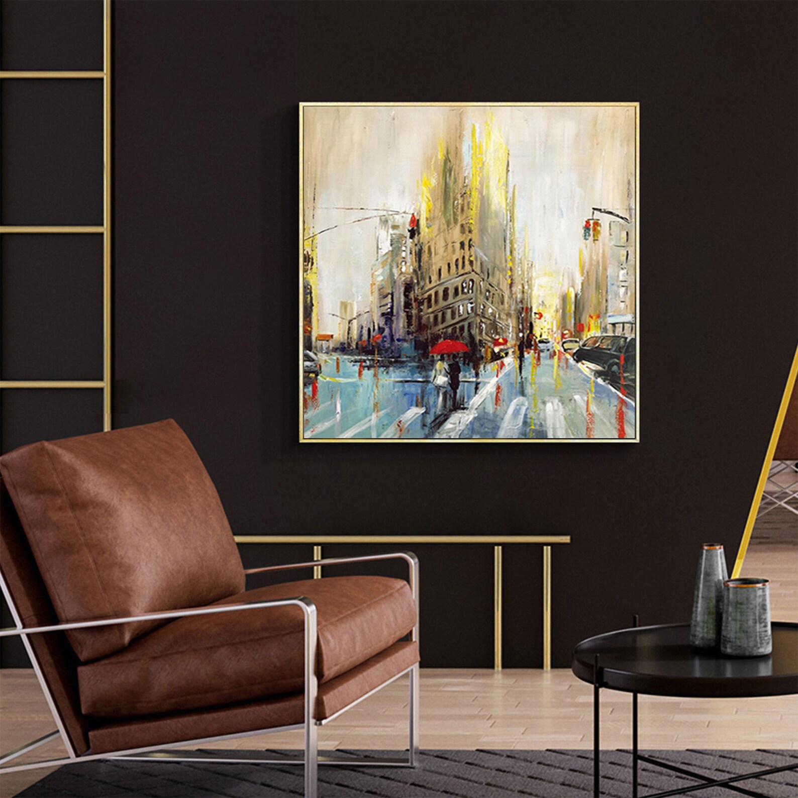Large City Abstract Painting on Canvas Wall City Painting New Etsy