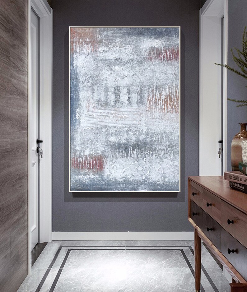 Large grey wall painting grey wall art decor white wall Etsy