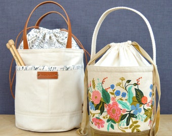 Bucket Bag Sewing Pattern, Drawstring Project Bag (PDF Download)