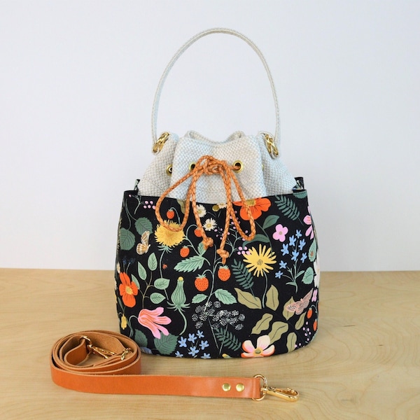 Drawstring Bag SEWING PATTERN, Henley Bucket Bag Pattern, 2 sizes! VIDEO, pdf pattern, photo tutorial, Instant download