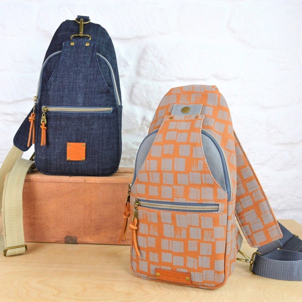 Retro Style Sling Bag SEWING PATTERN, Crossbody bag pattern, Easy Sling Bag, Video tutorial, mens chest bag, Travel bag, Instant download