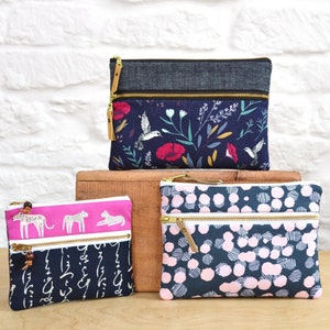 Double Zipper Pouch PATTERN, 3 Sizes, Zipper Pouch, Fully lined pouch, Easy Pouch Sewing Pattern, PDF, Instant Download