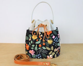Drawstring Bag SEWING PATTERN, Henley Bucket Bag Pattern, 2 sizes! VIDEO, pdf pattern, photo tutorial, Instant download