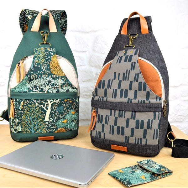 Retro Tech Backpack PATTERN: Unisex Sling Bag | Large Crossbody Backpack Tutorial | Digital File