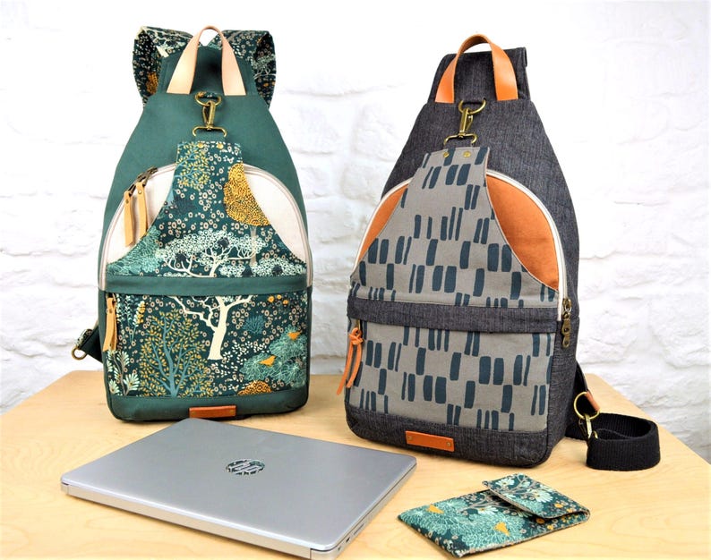 Retro Tech Backpack PATTERN: Unisex Sling Bag | Large Crossbody Backpack Tutorial | Digital File image 1