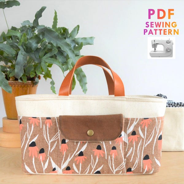 Basket Bag Sewing Pattern: Craft Tote, Storage Cubes (PDF file)