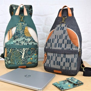 Retro-Tec Sling Bag Sewing Pattern, Unisex backpack pattern, Laptop Bag Pattern, ENGLISH ONLY, pdf instant download zdjęcie 2