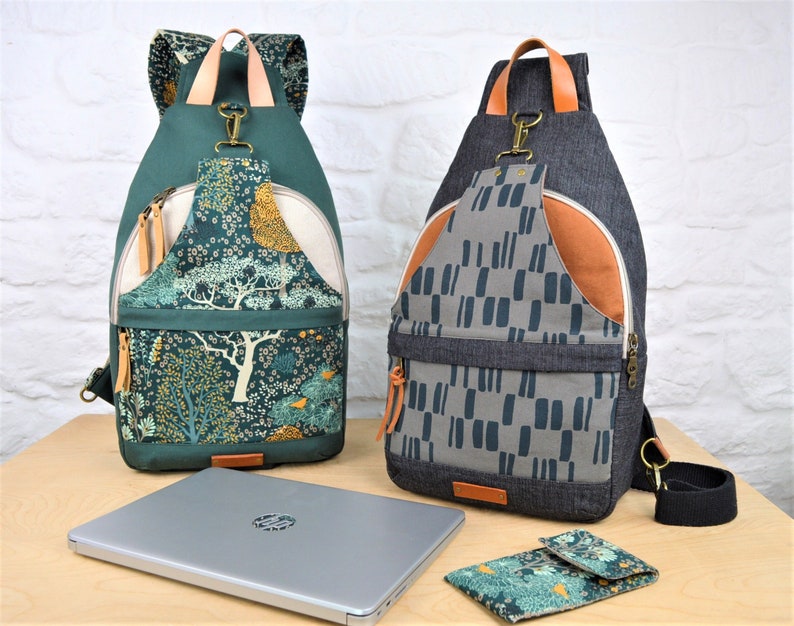 Retro-Tec Sling Bag Sewing Pattern, Unisex backpack pattern, Laptop Bag Pattern, ENGLISH ONLY, pdf instant download image 2