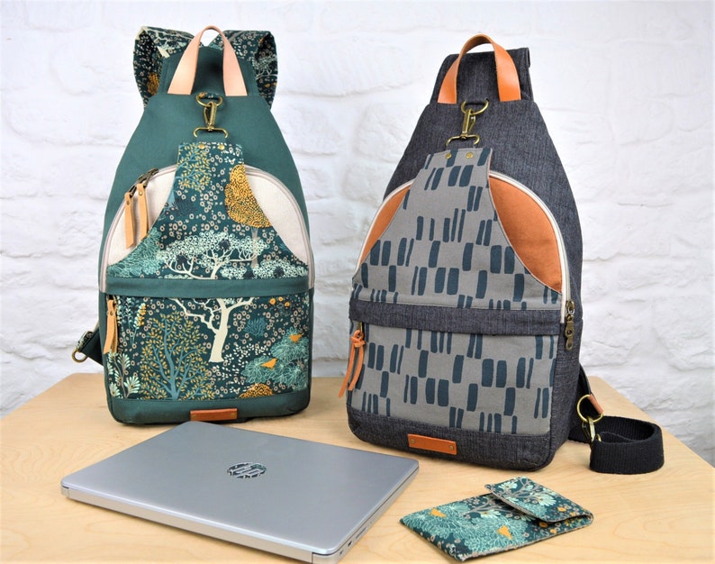 Retro-Tec Sling Bag Sewing Pattern, Unisex backpack pattern, Laptop Bag Pattern, ENGLISH ONLY, pdf instant download zdjęcie 2