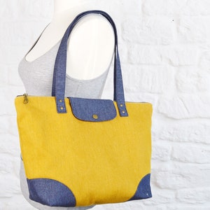 Ascot Zipper Tote Bag SEWING PATTERN, Two Sizes, Ladies Bag pattern, Shopping bag photo Tutorial, Fabric or Leather Handles (PDF Pattern) image 7