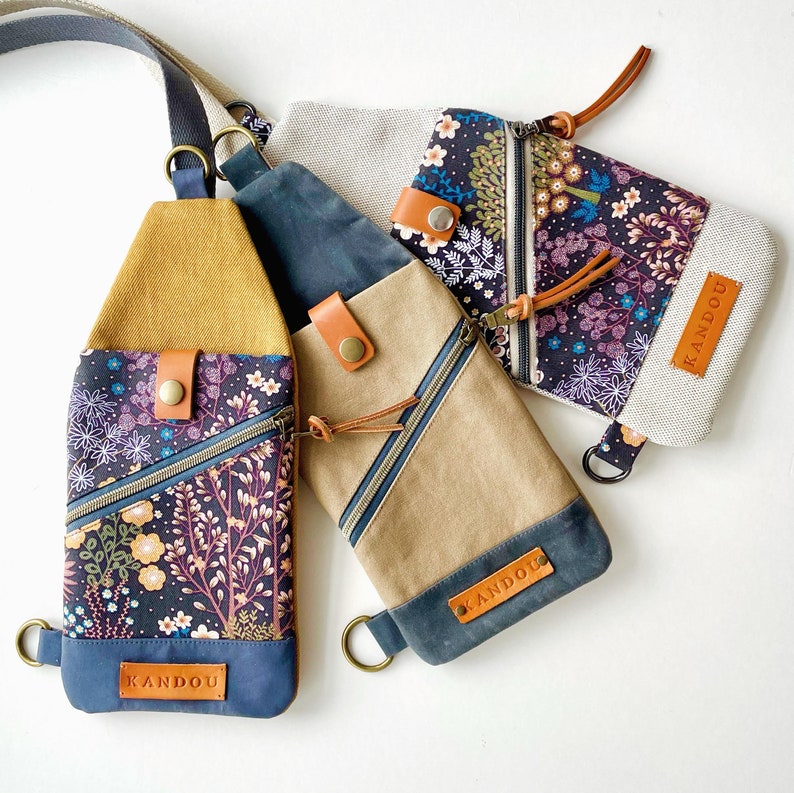 Little Sling Pouch SEWING PATTERN, Mini Traveler Sling Bag, Unisex Sling Bag Sewing Pattern, DIY sling bag that can be worn under jacket, high security sling pouch worn across the body, adjustable strap, to make yourself