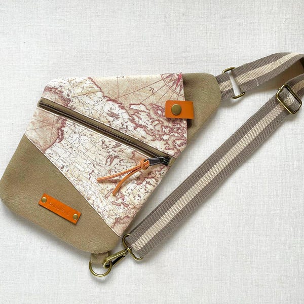 Traveler Pouch SEWING PATTERN, Unisex Crossbody Bag, Sling Bag (PDF with Photo Tutorial)