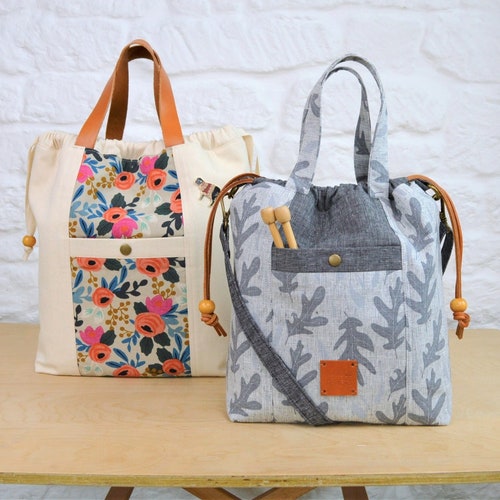 Maxine Drawstring Tote Sewing Pattern: Beginner Project Bag, VIDEO