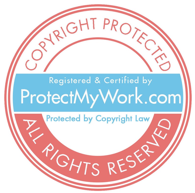 K&ouml;nnte beinhalten: Ein rosa und wei&szlig;er Kreis mit dem Text "COPYRIGHT PROTECTED" in einem wei&szlig;en Kreis mit rosa Umrandung. Der Text "Registered & Certified by ProtectMyWork.com" befindet sich in einem blauen Rechteck. Der Text "Protected by Copyright Law" befindet sich in einem wei&szlig;en Kreis mit rosa Umrandung. Der Text "ALL RIGHTS RESERVED" befindet sich in einem rosa Kreis mit wei&szlig;er Umrandung.