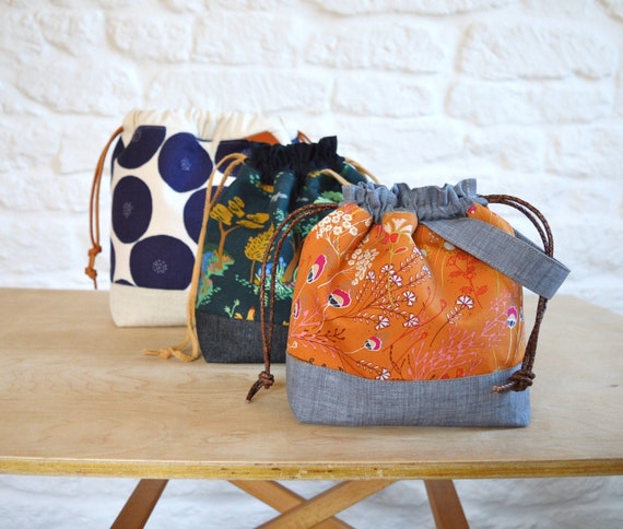 DIY KNITTING BAG, PROJECT BAG, DRAWSTRING BAG, TOTE BAG