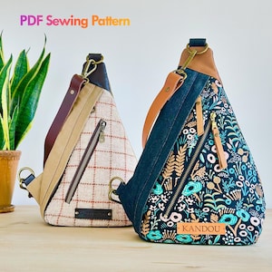 Sling Bag SEWING PATTERN, Finn Sling Bag Pattern, Unisex Sling Bag Pattern, Small Backpack Pattern, Bottle Bag Pattern, PDF file