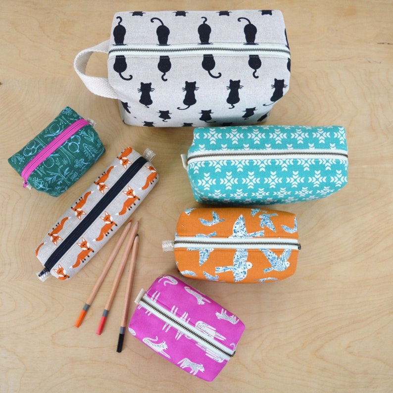 Boxy Pouch Sewing Pattern, 6 SIZES, Zipper Pouch Pattern, Pencil Case Pattern, PDF Digital File, Bound Seam Method image 2