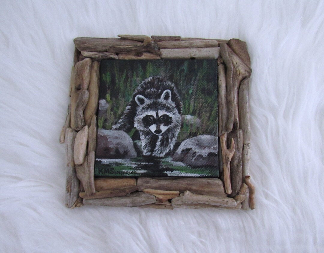 Hand Painted Raccoon Art, Raccon Painting, Raccoon Canvas, Forest ...