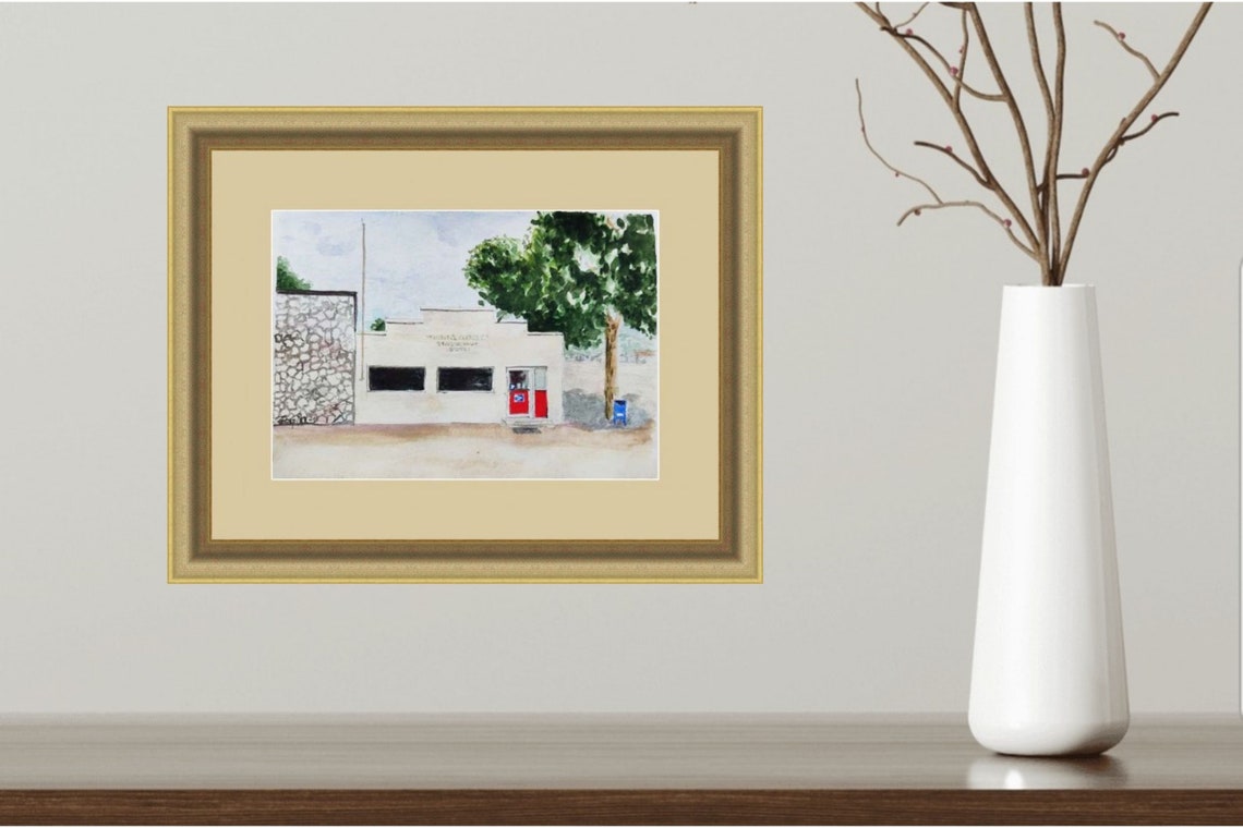 Post Office Painting Original Watercolor Art Сityscape Swink Etsy