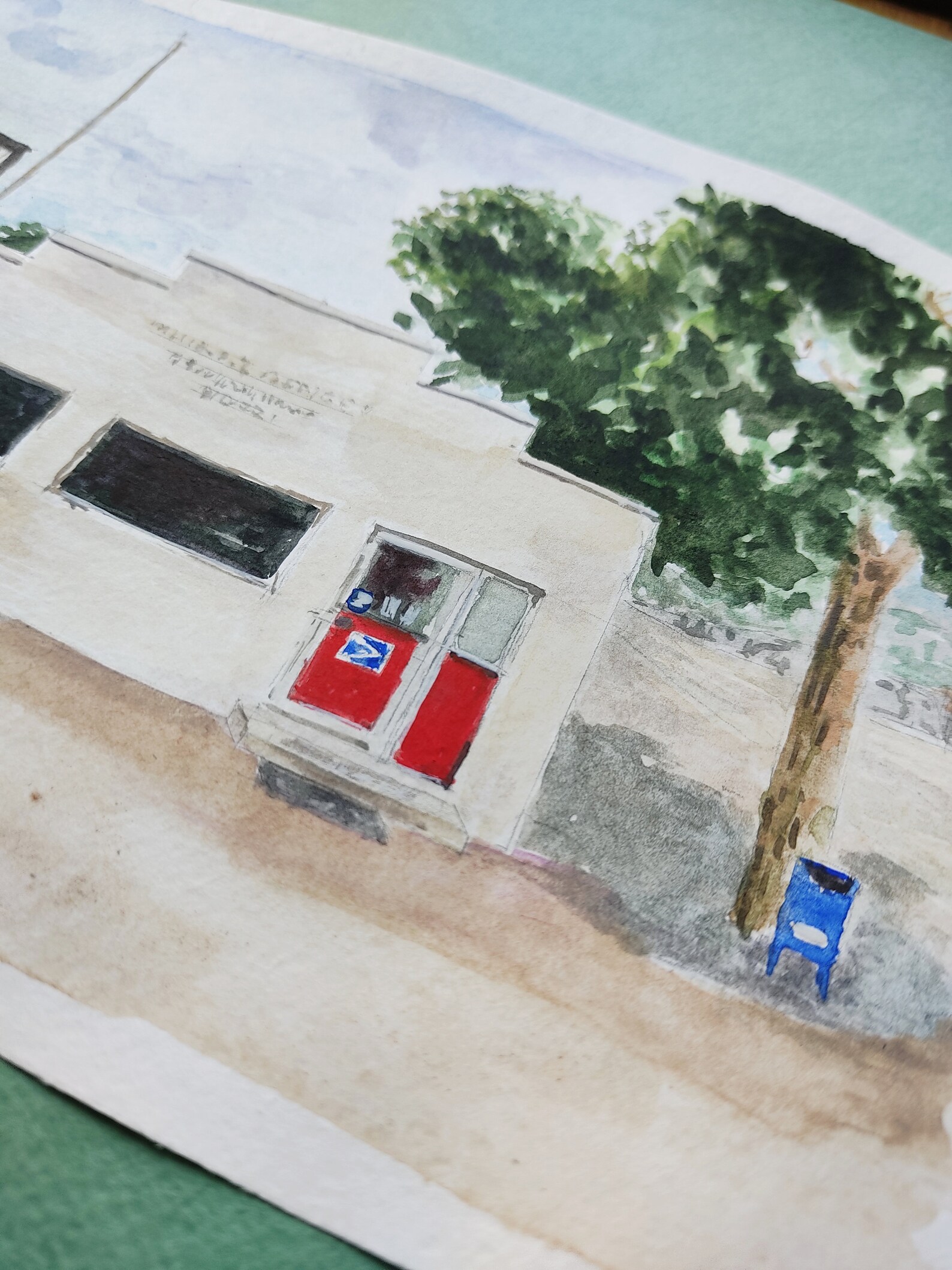 Post Office Painting Original Watercolor Art Сityscape Swink Etsy