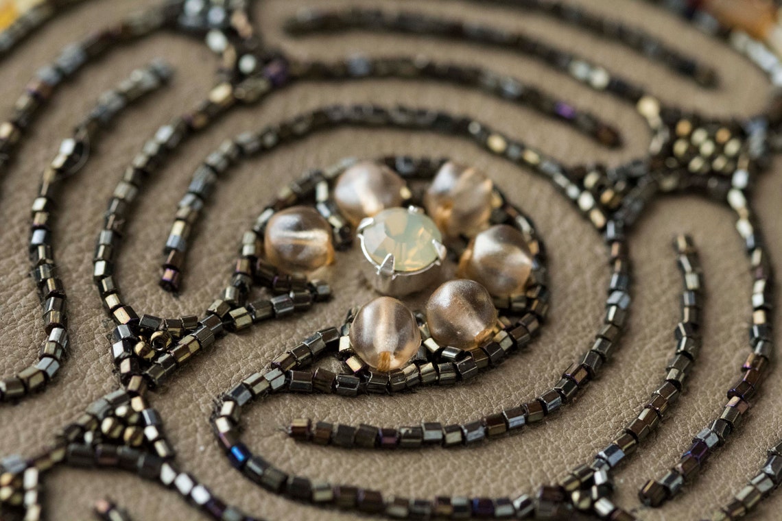 Labyrinth Necklace Bead Embroidered Necklace Round Seed Bead Etsy