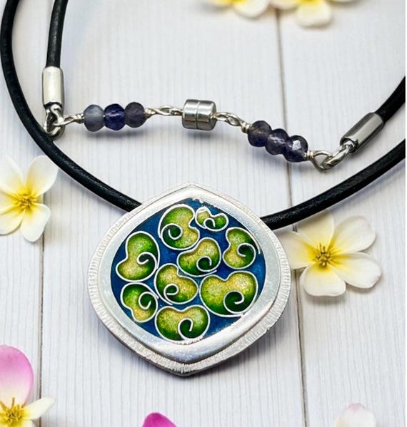 lily Pad Cloisonné necklace.