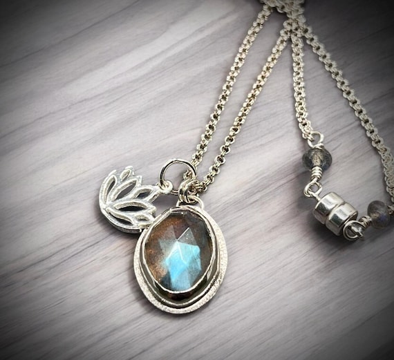 Labradorite and Lotus necklace
