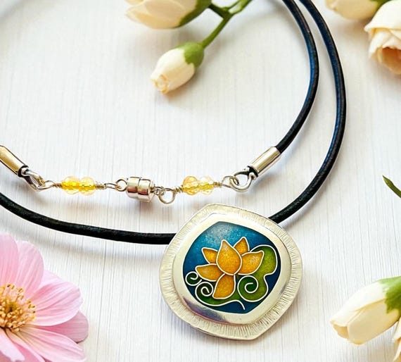 Yellow Lotus Cloisonné Necklace