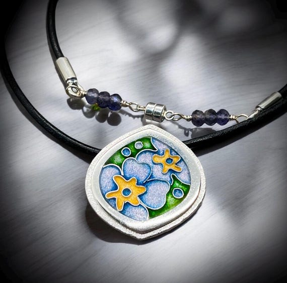 Forget-Me-Not Cloisonné necklace