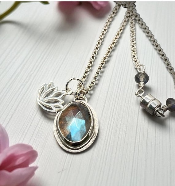 Labradorite and Lotus necklace