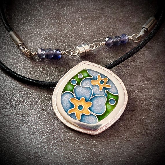 Forget-Me-Not Cloisonné necklace