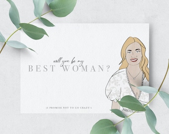 Personalized Illustrated Wedding Proposal Card, Bridesmaid Groomsman Card